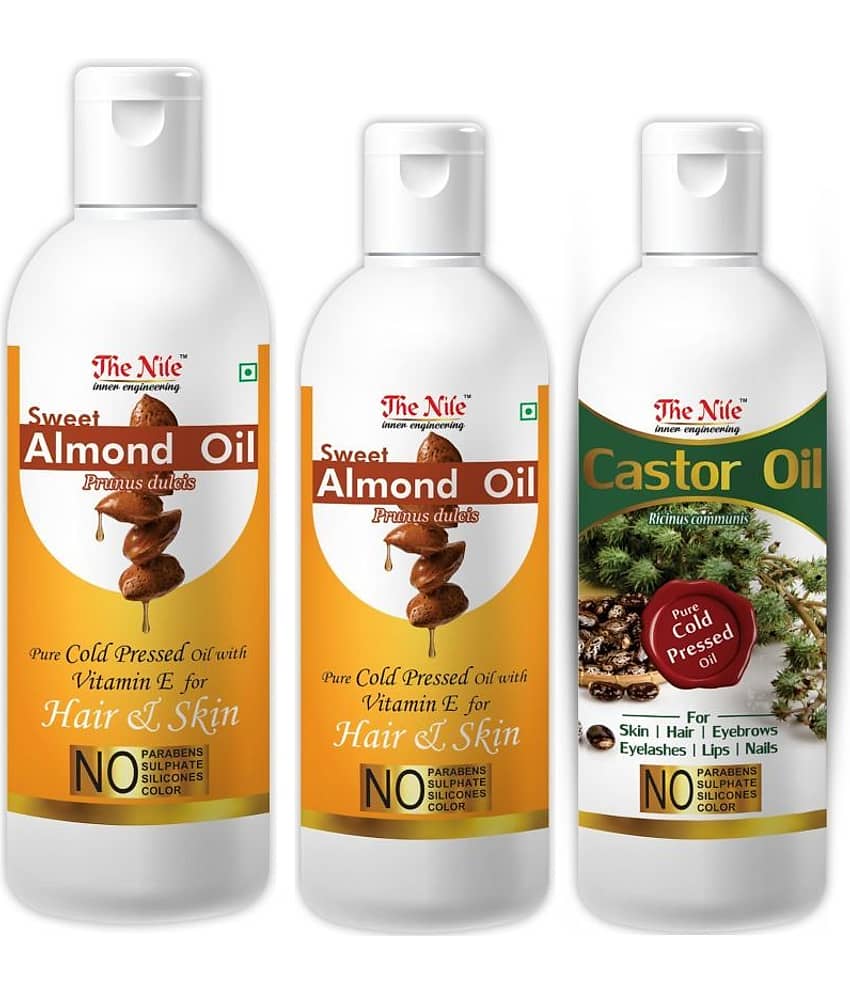 The Nile Almond Oil 150 Ml + 100 Ml (250 Ml ) + Castor Oil 100 ML 350 mL Pack of 3