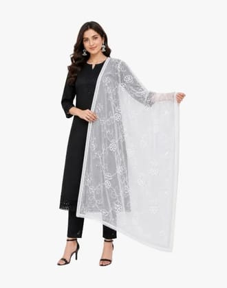 White Chiffon Dupatta for Women 2.5 Meter Lightweight Soft Plain Ethnic Dupatta Elegant Long Stole for Kurti Salwar Suit Daily Wear Traditional Stylish Scarf