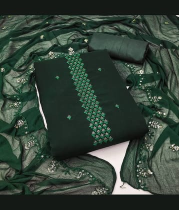 Rangtulika Ethnics Unstitched Georgette Embroidered Dress Material - Green ( Pack of 1 )