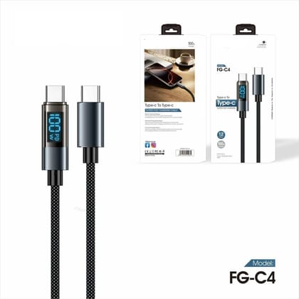 Lightning Cable 1.2 m 5A 100w Nylon 480mbps Data Sync Transmission Smart Chip Fast Charging Type C to Type C