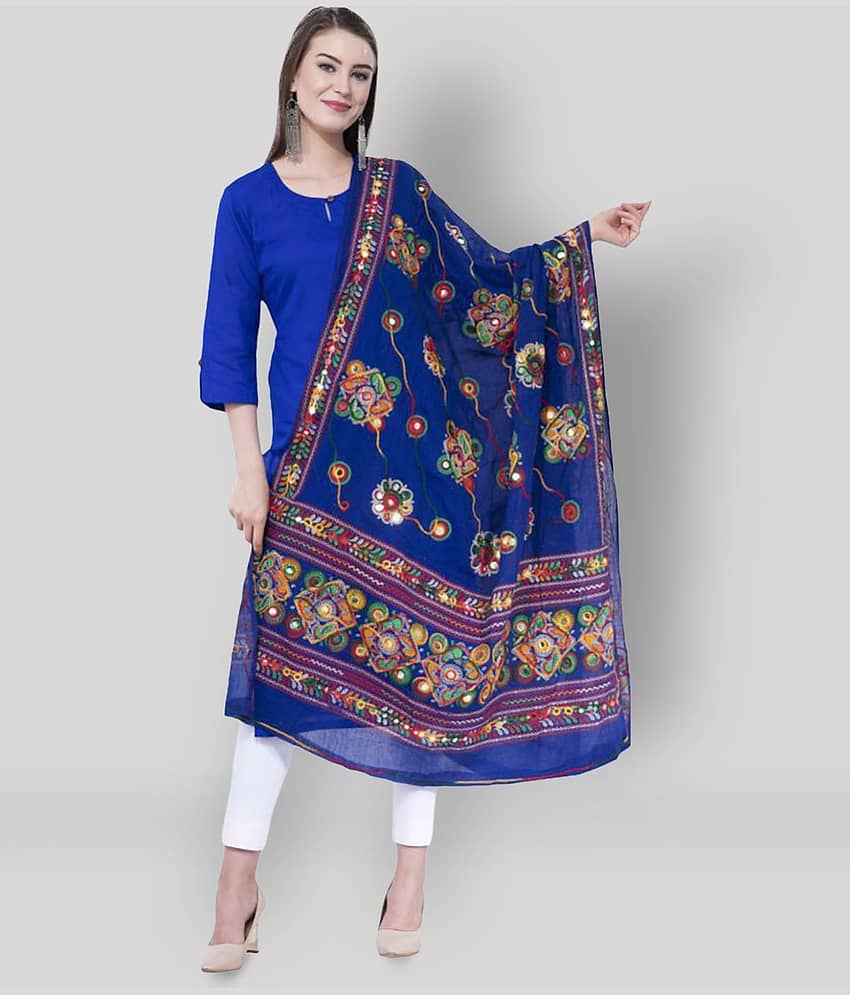 A R Silk Blue Cotton Dupatta