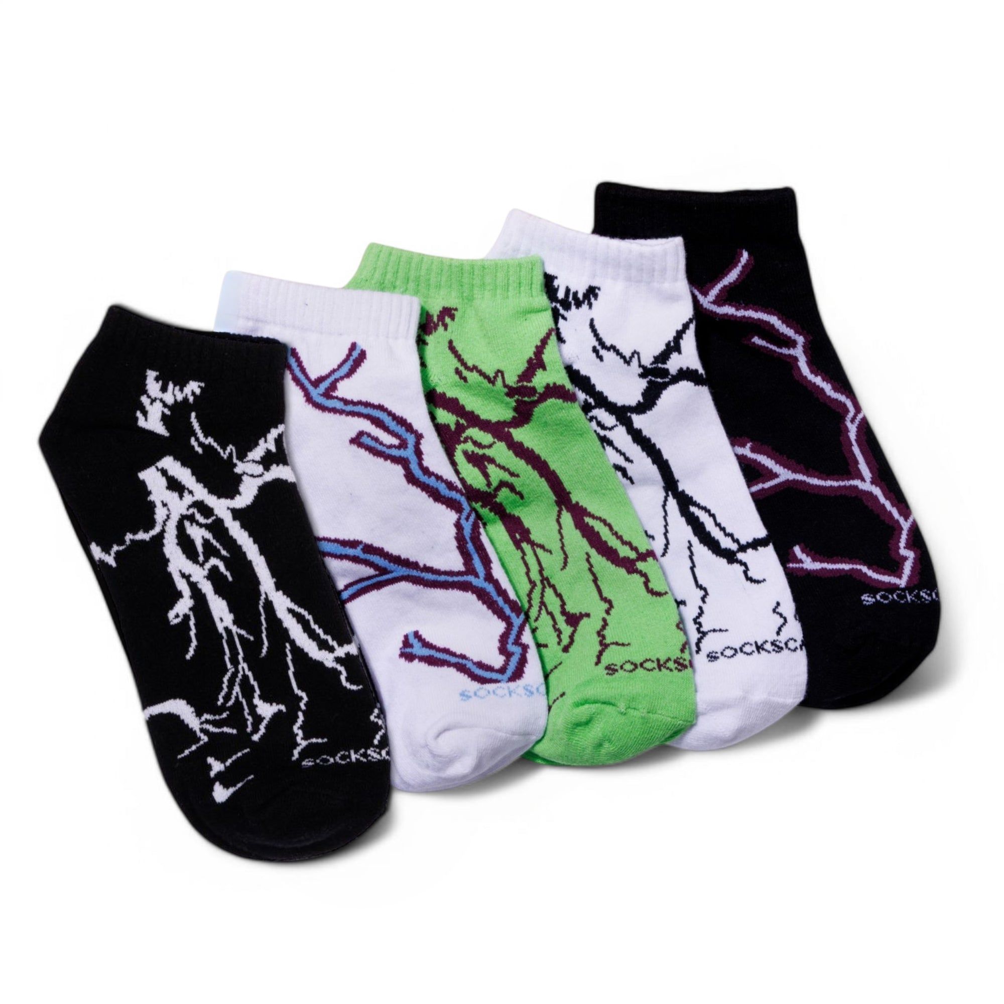 Lightning Edition No-show Limited Edition-Pack of 5-Pairs