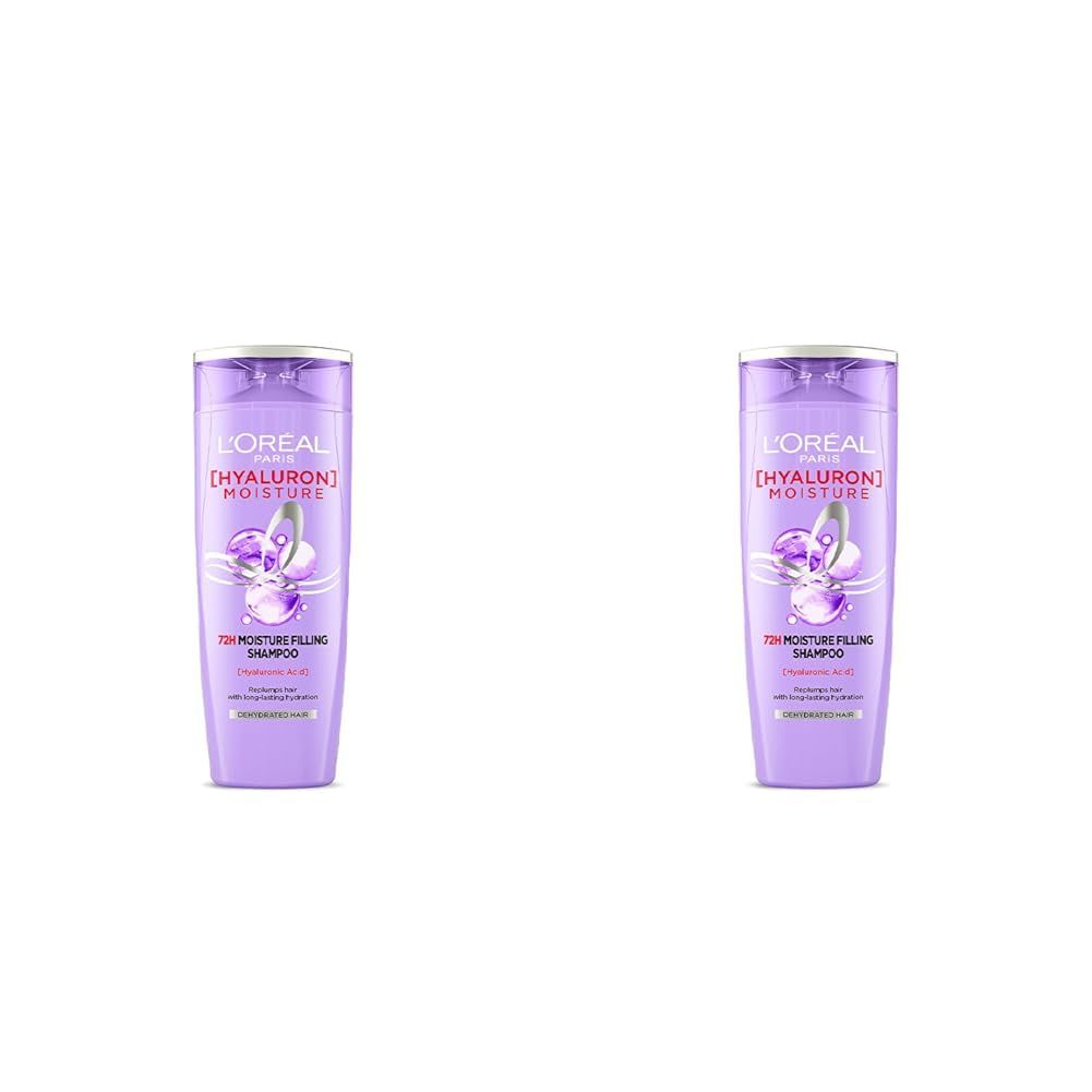 L'Oreal Paris Moisture Filling Shampoo, With Hyaluronic Acid, For Dry & Dehydrated Hair, Adds Shine & Bounce, Hyaluron Moisture 72H, 340ml (Pack of 2) L'Oreal Paris Moisture Filling Shampoo, With Hyaluronic Acid, For Dry & Dehydrated Hair, Adds Shine & B