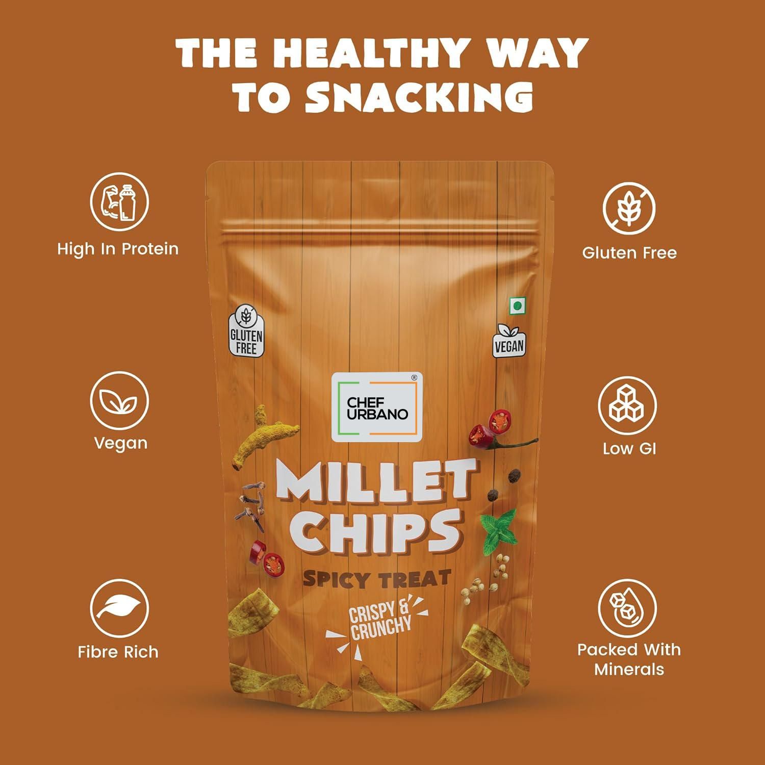 Chef Urbano Combo Chips Millets Spicy Treat Pouch 85 Gms Pack Of 3
