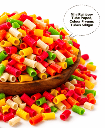 Mini Rainbow Tube Papad, Colour Fryums Tubes, Multi Colour Papad Fryums, Party Mix Tube Papad, Kids Special Rainbow Fryums 500gm