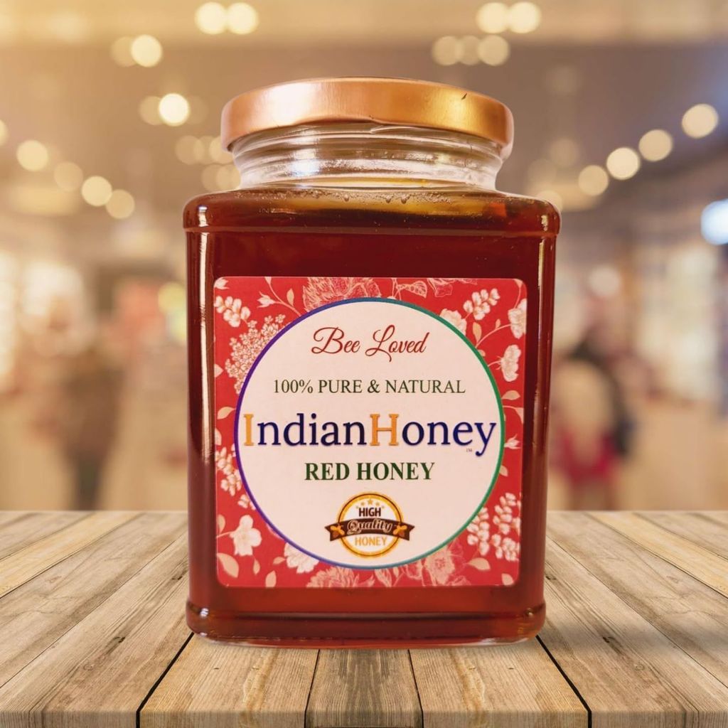 IndianHoney Red Honey 100% Natural & Unprocessed | Sourced from Indian Forests | Rich in Antioxidants | No Added Sugar (500gm)