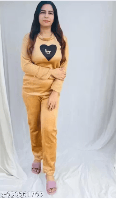 Stylish Women's Woolen Nightsuit( Beige)