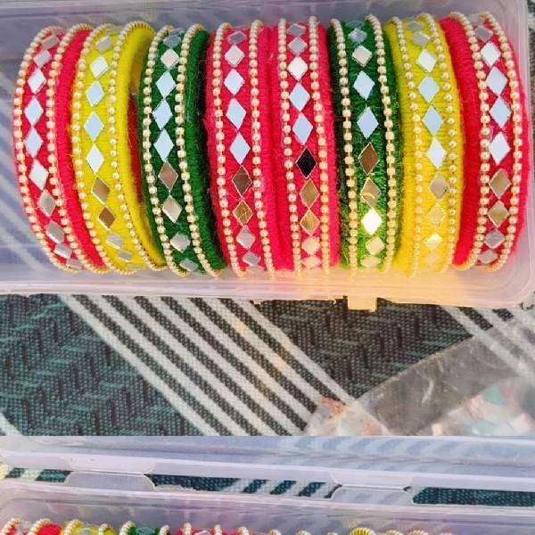 Handmade Chudiyan Bangles Red Yellow Green Festive Set