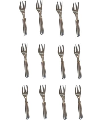 Dynore Baby fork Set of 12 Stainless Steel Baby Fork Silver ( Pack of 12 )