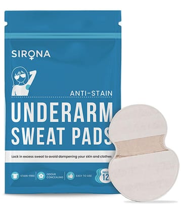 Sirona Disposable Underarm Sweat Pads for Men and Women - 12 Pads | Peel-off | Prevents Stains, Absorbs Sweat & Unpleasant Odour
