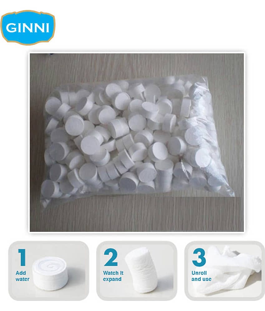 Ginni Magic Tablet Coin Tissue | Multipurpose Wipes Expands with Water | Dry Wipes ( 100 Pcs )