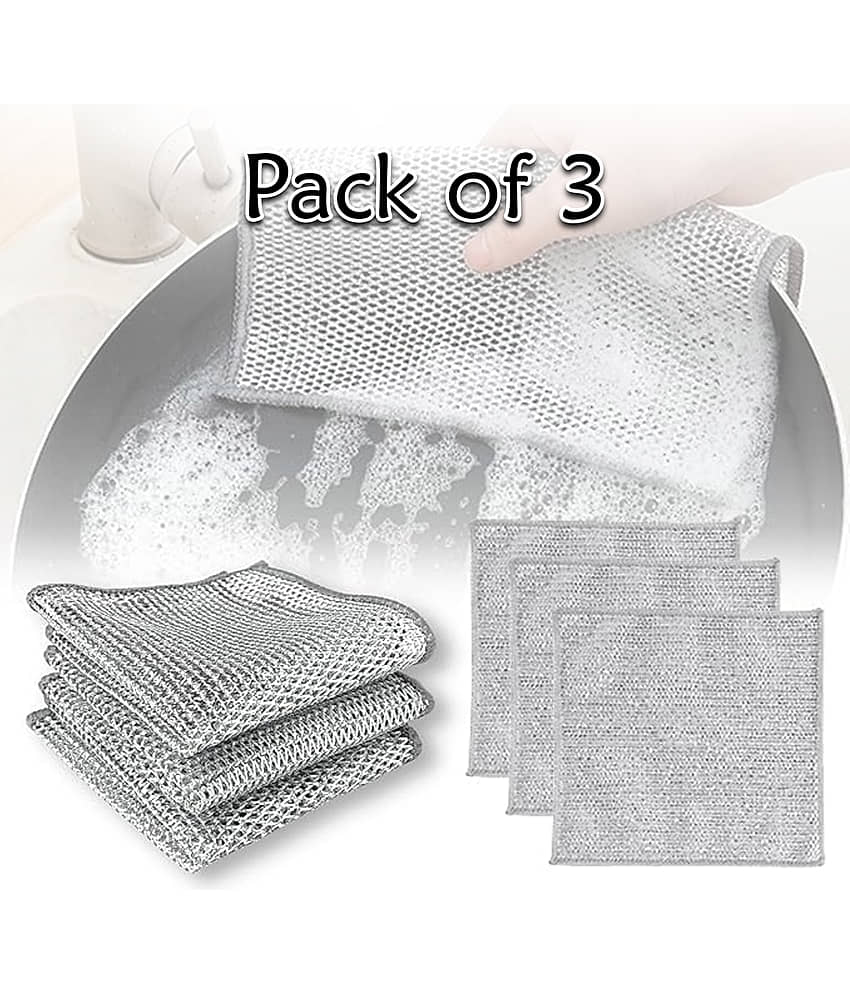 GEEO Pack of 3  Stainless Steel Stainless Steel Scrub