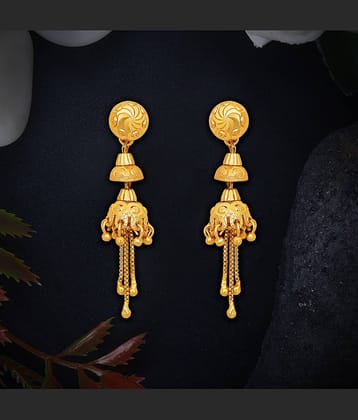LUV FASHION Golden Jhumki Earrings ( Pack of 1 )
