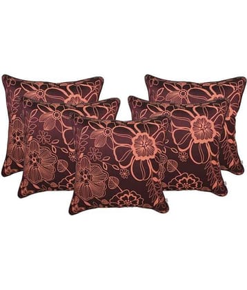 Zubix Purple & Beige Polyester Cushion Covers Set Of 5