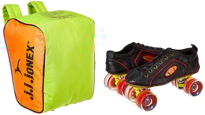 JJ Jonex Shoe Skates, Shoe Skates for Adults, Fix Body Shoe Skates (6 UK/Ind, Black Red- Hyper Rollo)