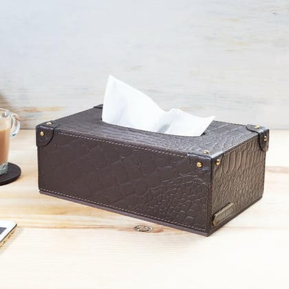 Eden Tissue Box With Rivets Brown-Brown