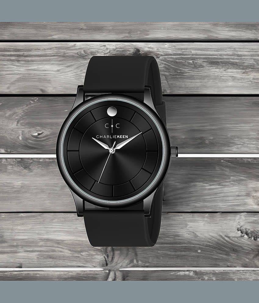 CHARLIEKEEN Black Silicon Analog Men's Watch