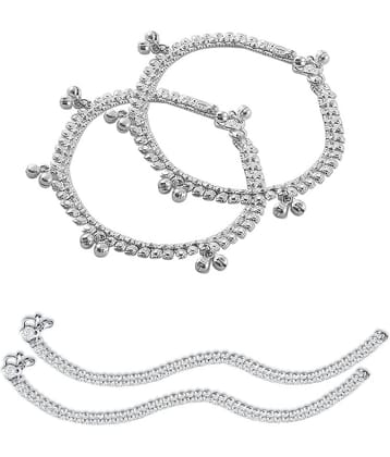 HEER COLLECTION - Silver Anklets ( Pack of 2 )