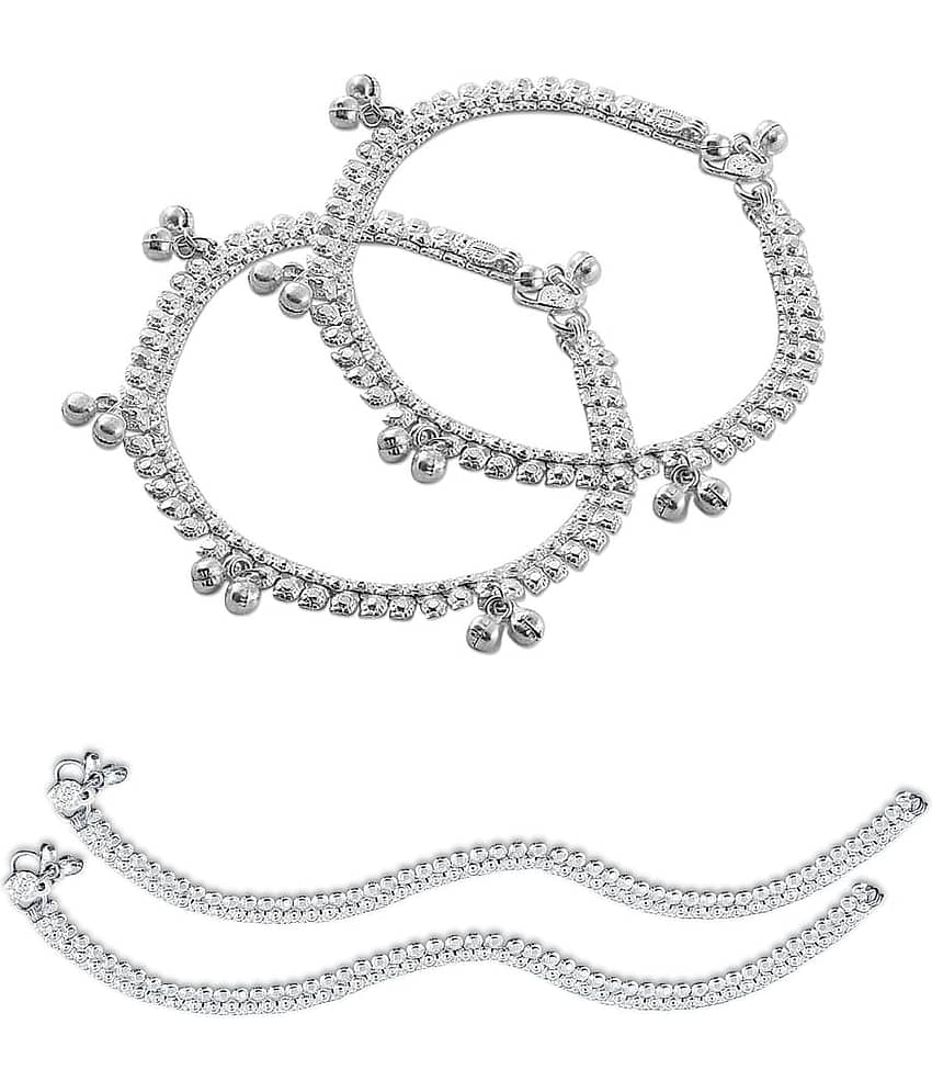 HEER COLLECTION - Silver Anklets ( Pack of 2 )