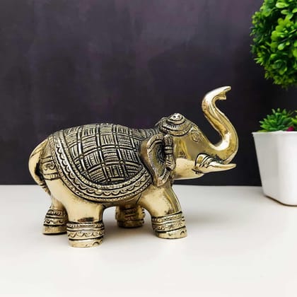 Brass Elephant - 4 inch Height | Miniature Brass Elephant Figurine for Decor