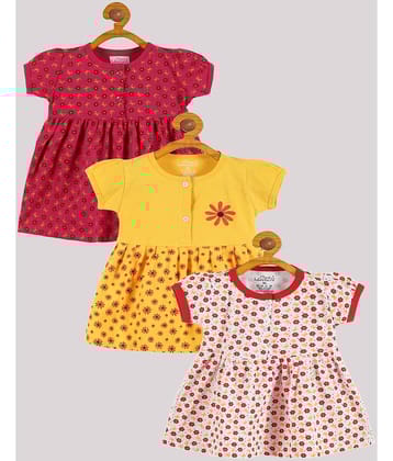 Babeezworld Pack of 3 Baby Girls Cotton Frock ( Multi )