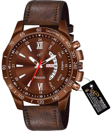 PIRASO Brown Leather Analog Men's Watch