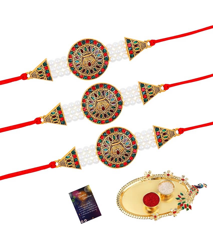 Silver Shine - Red Rakhi Combo ( Pack of 3 )