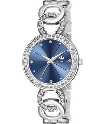 Crestello Silver Metal Analog Womens Watch