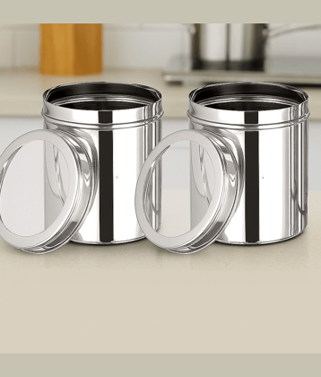 Visaxmi Stainless Steel Silver Multi-Purpose Container ( Set of 2 )