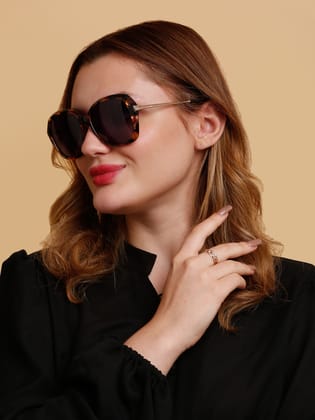 SUNNIES Large Full Frame Metal.Plastic Oversized Animal.Print Polarized Women Sunglasses-SNS-11690-C041