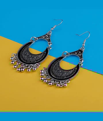 Silver Shine Stunning Black Fish Hook Earrings for Women