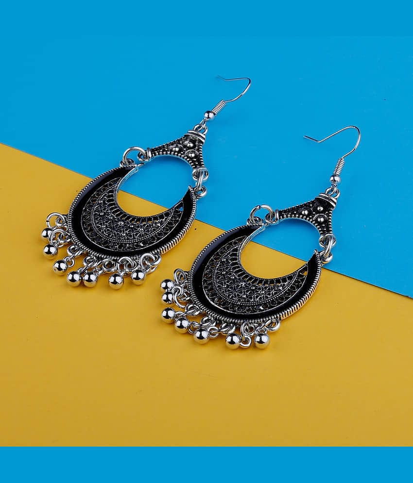 Silver Shine Stunning Black Fish Hook Earrings for Women