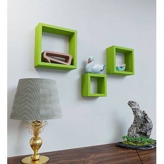 Onlinecraft Wooden Wall Book Shelf Rack Wooden Wall Shelf (Number Of Shelves - 3, Green) Onlinecraft Wooden Wall Book Shelf Rack Wooden Wall Shelf (Number Of Shelves - 3, Green)