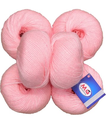 100% Acrylic Wool Pink (6 pc) Baby Soft Wool Ball Hand Knitting Wool/Art Craft Soft Fingering Crochet Hook Yarn, Needle Knitting Yarn Thread Dyed