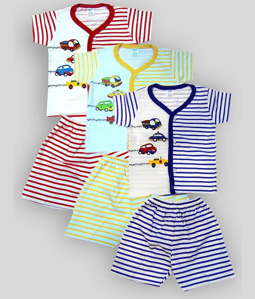 INFANT Pack of 3 Baby Boys 100% Cotton Tops & Bottoms Sets ( Multi )