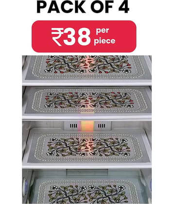 Generic PVC Floral Fridge Mats ( 43 29 ) Pack of 4 - Multicolor