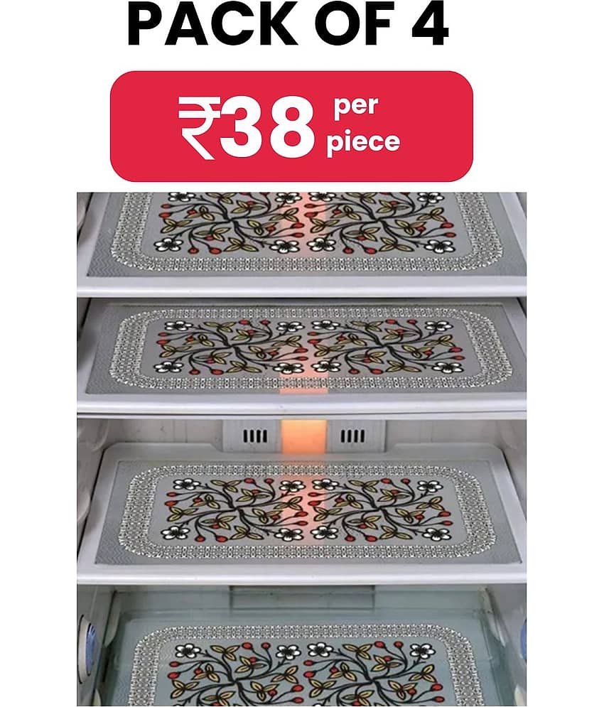 Generic PVC Floral Fridge Mats ( 43 29 ) Pack of 4 - Multicolor