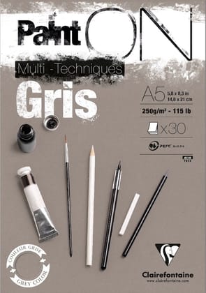 Clairefontaine Fine Art Paint'On Grey 250g Pad-A5