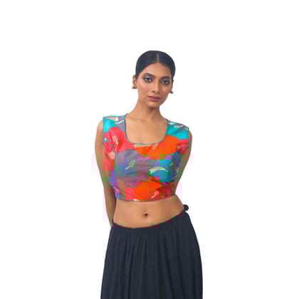 TheHangr Multicolour Silk Designer Blouse -  34
