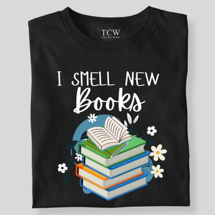 I SMELL NEW BOOKS FLOWER-Black / S