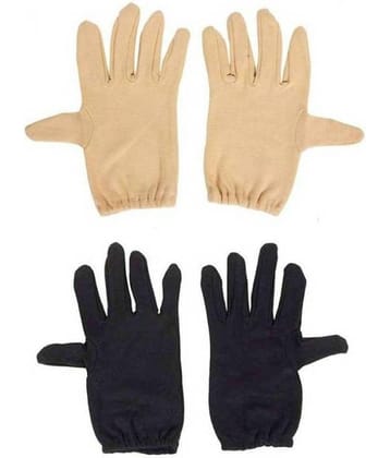 Tahiro Beige & Black Cotton Gloves - Pack Of 2