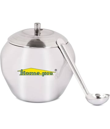 HomePro Stainless Steel Ghee Pot With Spoon Apple Shape Glosy Finish Pack of 1