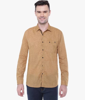 Kuons Avenue - Khaki Linen Regular Fit Men's Casual Shirt ( Pack of 1 )