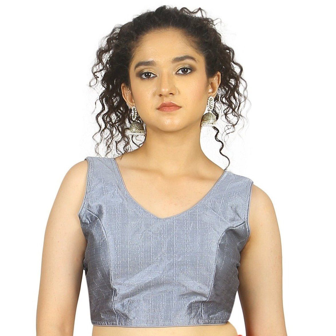 TheHangr Grey Silk Multicolor Latkan Blouse -  34