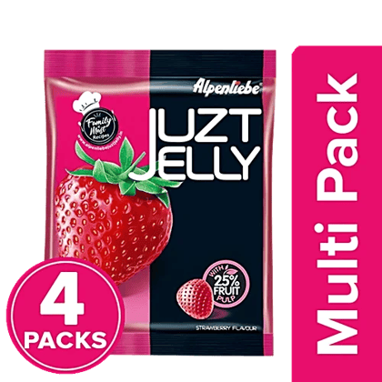 Alpenliebe Juzt Jelly - Strawberry Flavour, 4x148 g Multipack