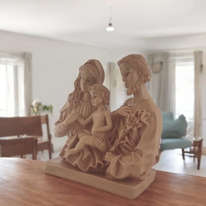 AMS Handcrafted Jesus Idol Holy Family Jesus Statue with Mary and Joseph Exquisite Sculpture for Christian Home, Prayer, Office and Gifting 16.5 Cm