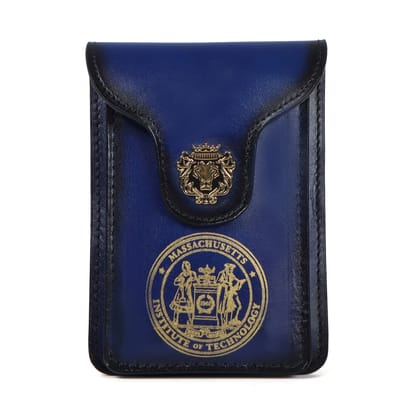 Double Pocket Blue Leather Pouch Mobile Cover-11