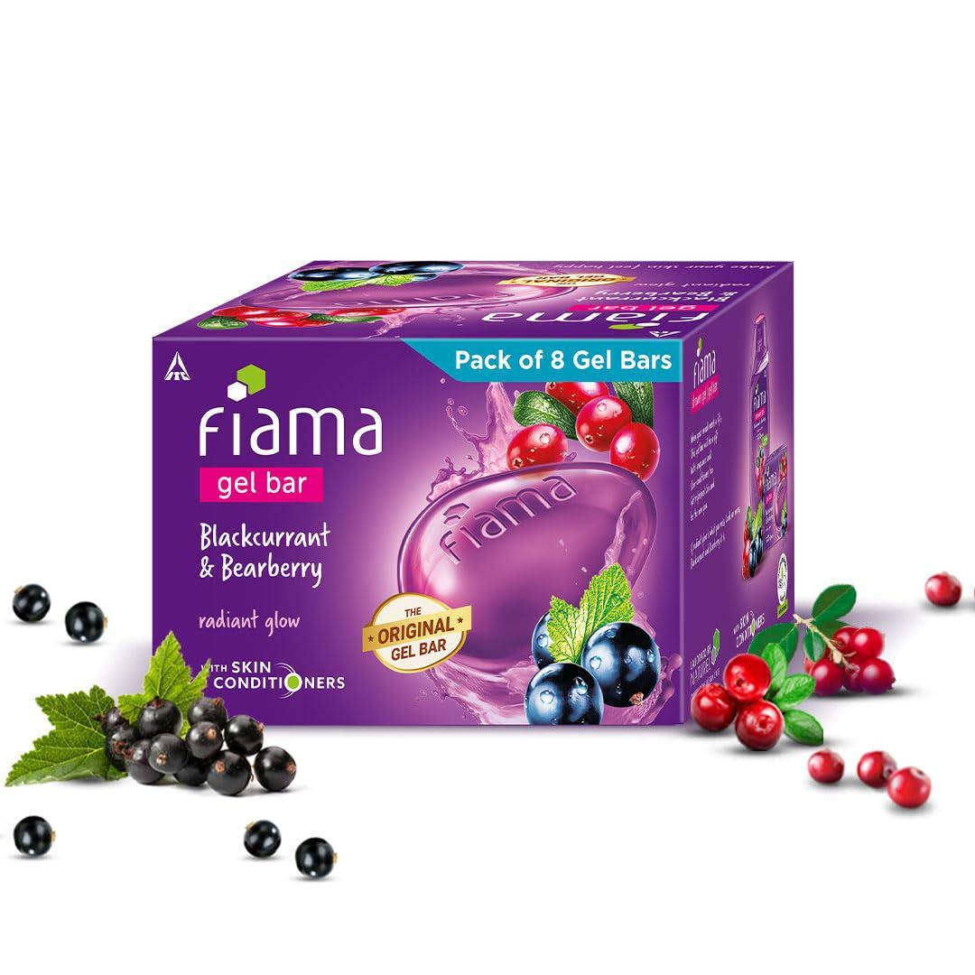 Fiama Gel Bar Soap Blackcurrant and Bearberry, 1000 g (125g, Pack of 8), for Radiant Glowing Skin, with Skin Conditioners, All Skin Types, For Women & Men Fiama Gel Bar Soap Blackcurrant and Bearberry, 1000 g (125g, Pack of 8), for Radiant Glowing Skin, 