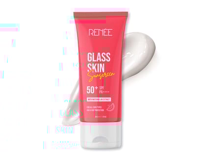 RENEE Glass Skin Gel Sunscreen SPF 50, UVA & UVB Protection, Lightweight, Hydrating & Non-Sticky, Zero White Cast, For Radiant, Supple Skin, Infused with Watermelon, Beetroot & Hyaluronic Acid