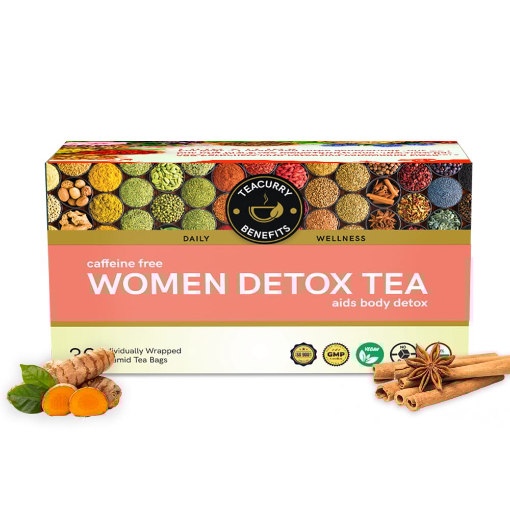 TEACURRY Women Detox Tea (1 Month Pack, 30 Tea Bags) - Helps with Weight Loss, Liver Detox and Intestinal Health